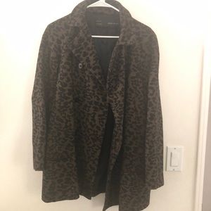 Zara Basic Leopard Print Cocoon Coat